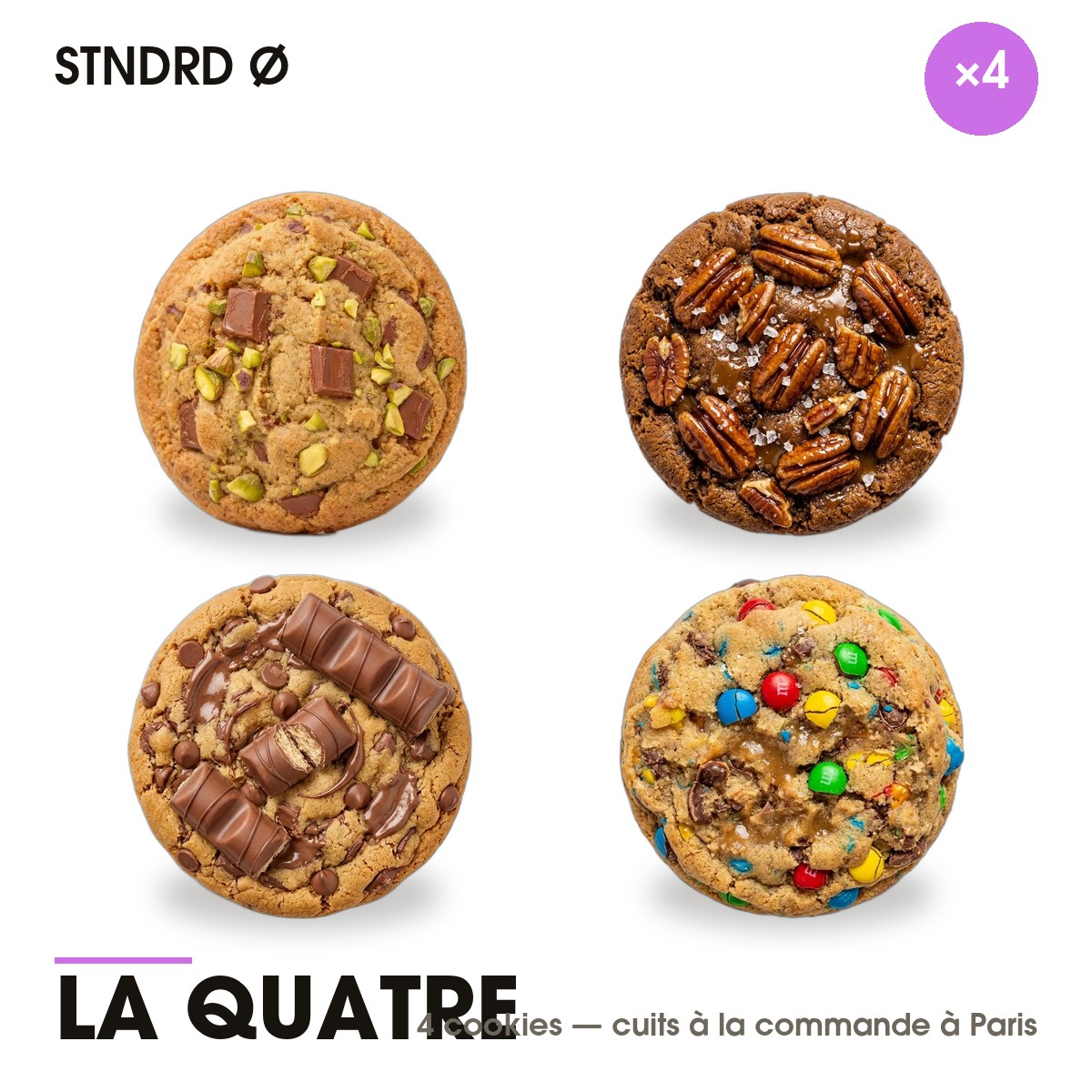 Les cookies de LA QUATRE, détourés sur fond blanc
